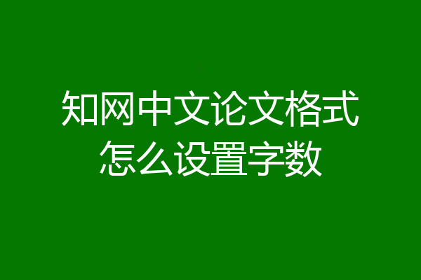 知网中文论文格式怎么设置字数