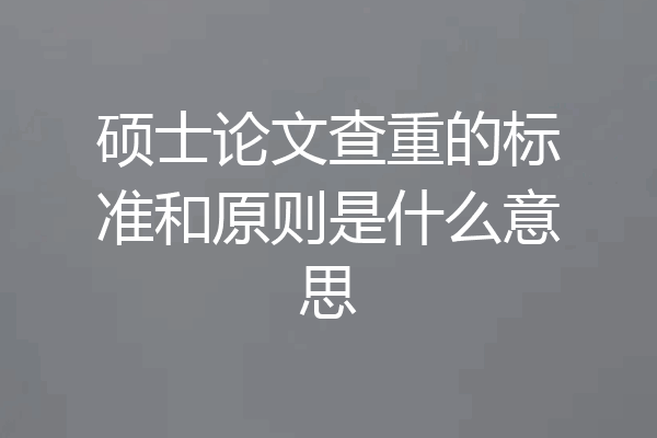 硕士论文查重的标准和原则是什么意思