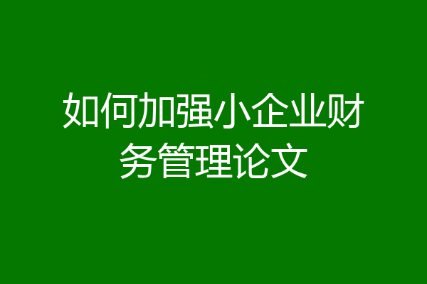 如何加强小企业财务管理论文