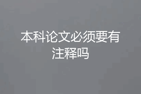 本科论文必须要有注释吗
