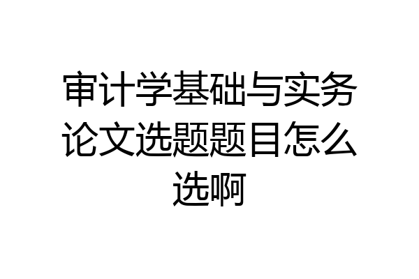 审计学基础与实务论文选题题目怎么选啊