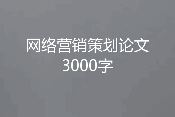 网络营销策划论文3000字