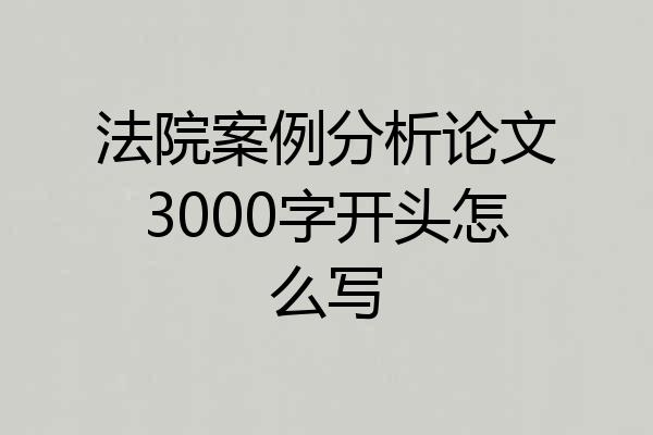法院案例分析论文3000字开头怎么写