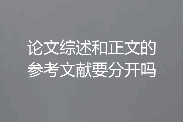 论文综述和正文的参考文献要分开吗