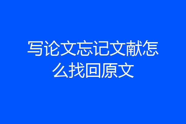 写论文忘记文献怎么找回原文
