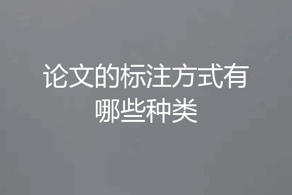 论文的标注方式有哪些种类