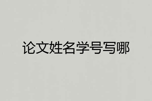 论文姓名学号写哪