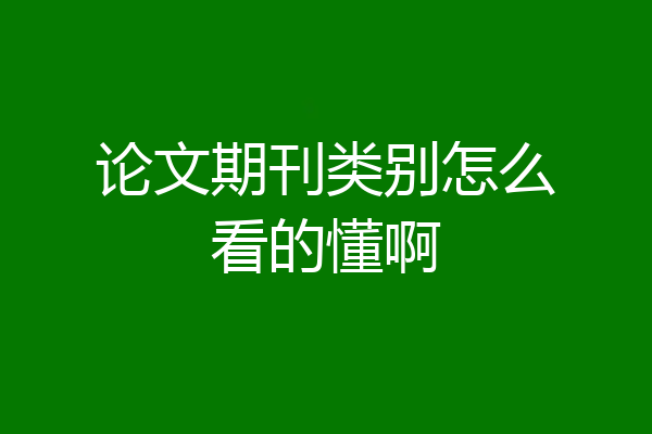 论文期刊类别怎么看的懂啊