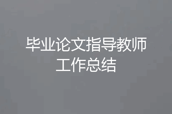 毕业论文指导教师工作总结