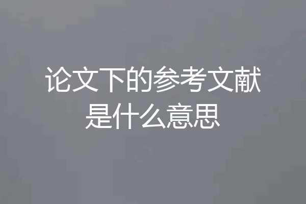 论文下的参考文献是什么意思