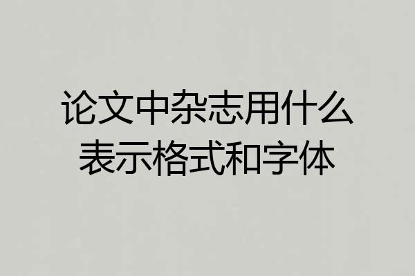 论文中杂志用什么表示格式和字体