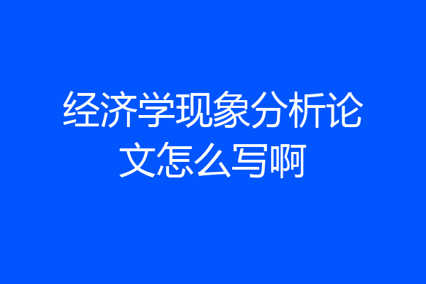 经济学现象分析论文怎么写啊