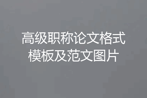 高级职称论文格式模板及范文图片