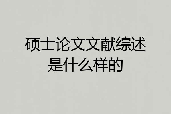 硕士论文文献综述是什么样的
