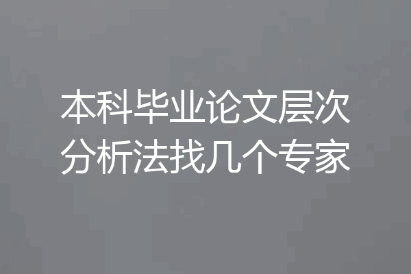 本科毕业论文层次分析法找几个专家