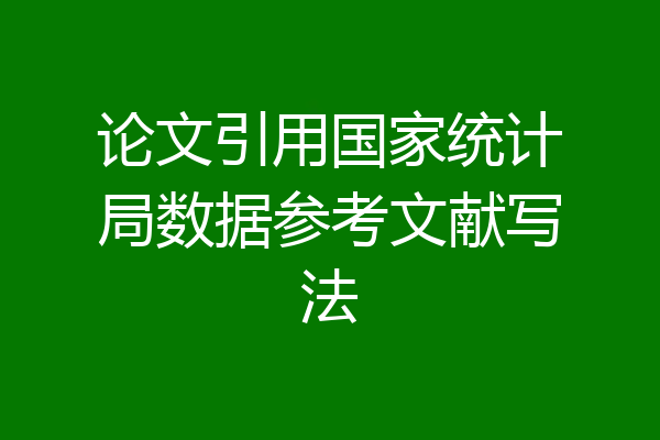 论文引用国家统计局数据参考文献写法