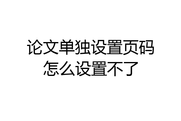 论文单独设置页码怎么设置不了