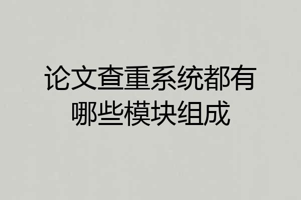 论文查重系统都有哪些模块组成