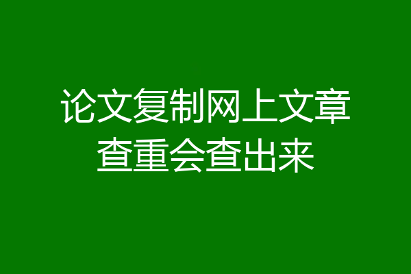 论文复制网上文章查重会查出来