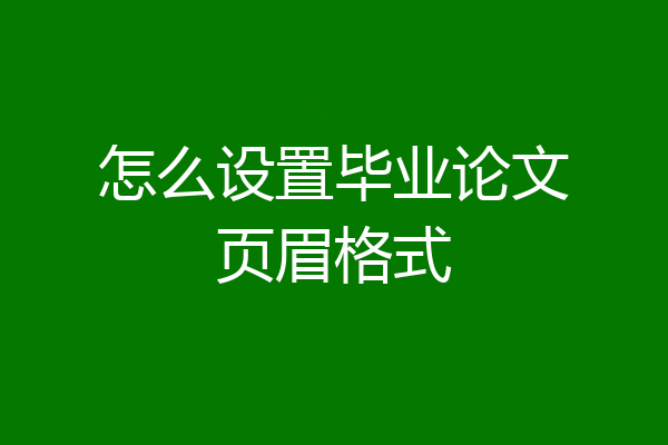 怎么设置毕业论文页眉格式