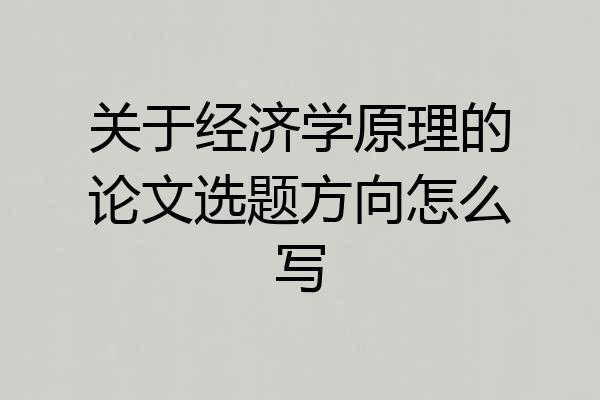 关于经济学原理的论文选题方向怎么写