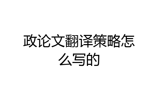 政论文翻译策略怎么写的