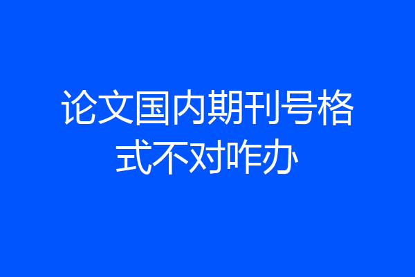 论文国内期刊号格式不对咋办