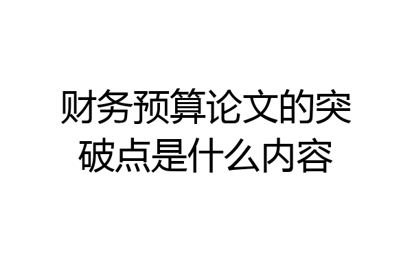 财务预算论文的突破点是什么内容