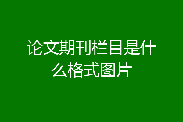 论文期刊栏目是什么格式图片