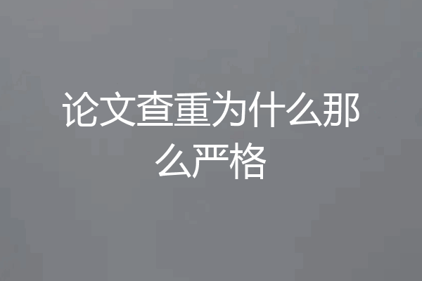 论文查重为什么那么严格