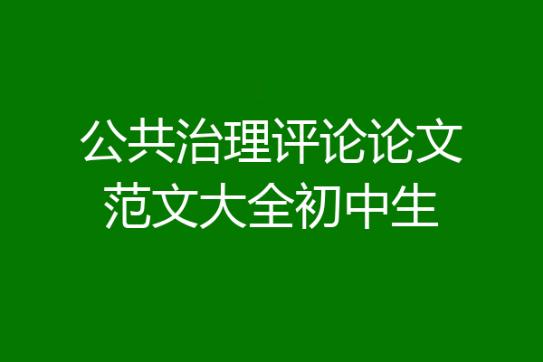 公共治理评论论文范文大全初中生