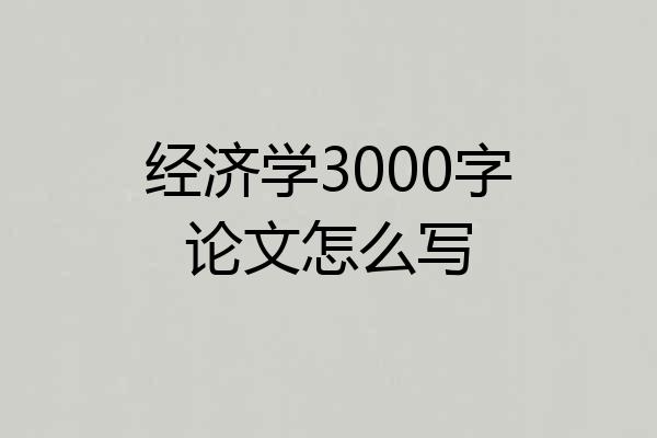 经济学3000字论文怎么写