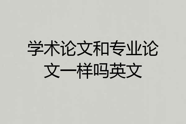 学术论文和专业论文一样吗英文