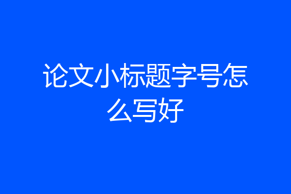 论文小标题字号怎么写好