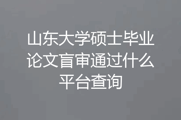 山东大学硕士毕业论文盲审通过什么平台查询