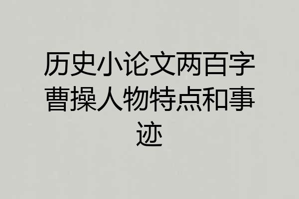 历史小论文两百字曹操人物特点和事迹