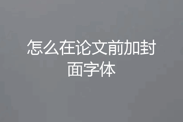 怎么在论文前加封面字体