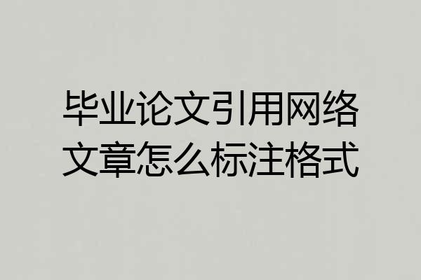 毕业论文引用网络文章怎么标注格式