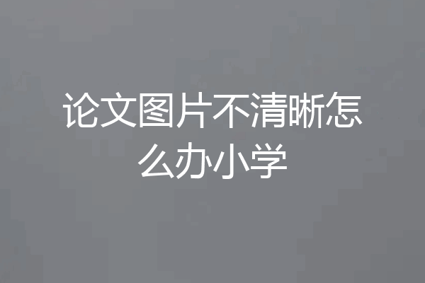 论文图片不清晰怎么办小学