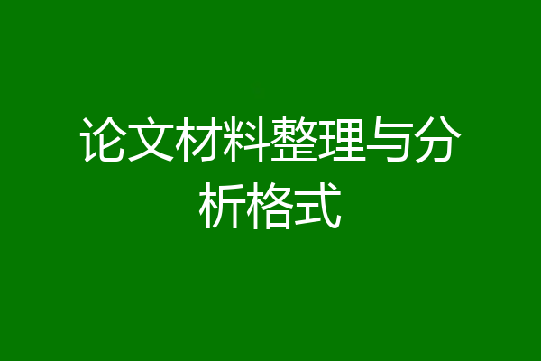 论文材料整理与分析格式