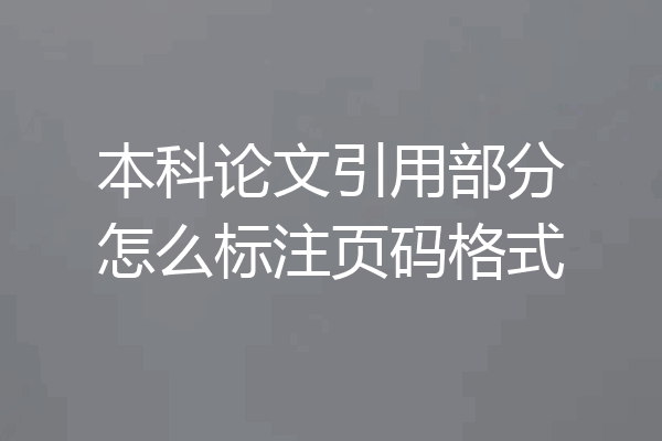 本科论文引用部分怎么标注页码格式