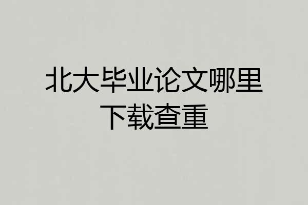 北大毕业论文哪里下载查重