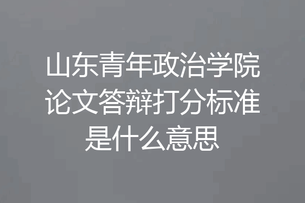 山东青年政治学院论文答辩打分标准是什么意思