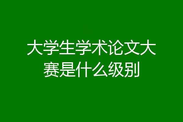 大学生学术论文大赛是什么级别