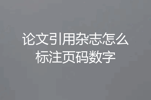 论文引用杂志怎么标注页码数字