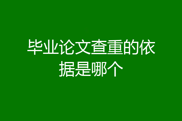 毕业论文查重的依据是哪个