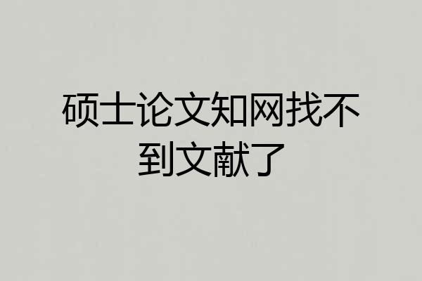硕士论文知网找不到文献了