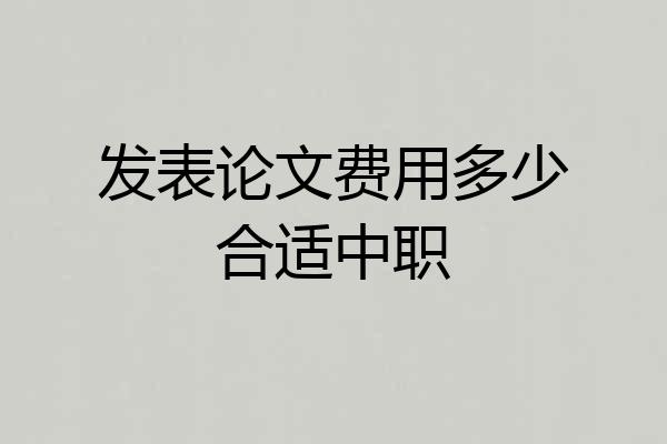 发表论文费用多少合适中职