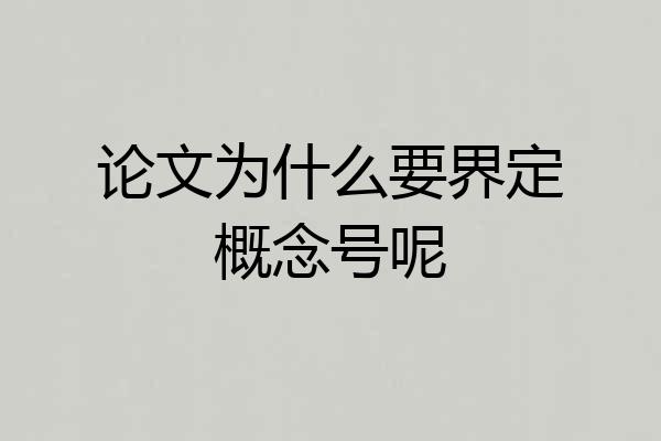 论文为什么要界定概念号呢