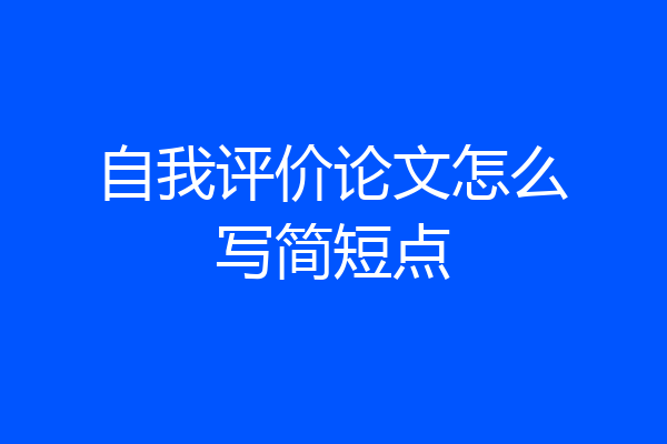 自我评价论文怎么写简短点